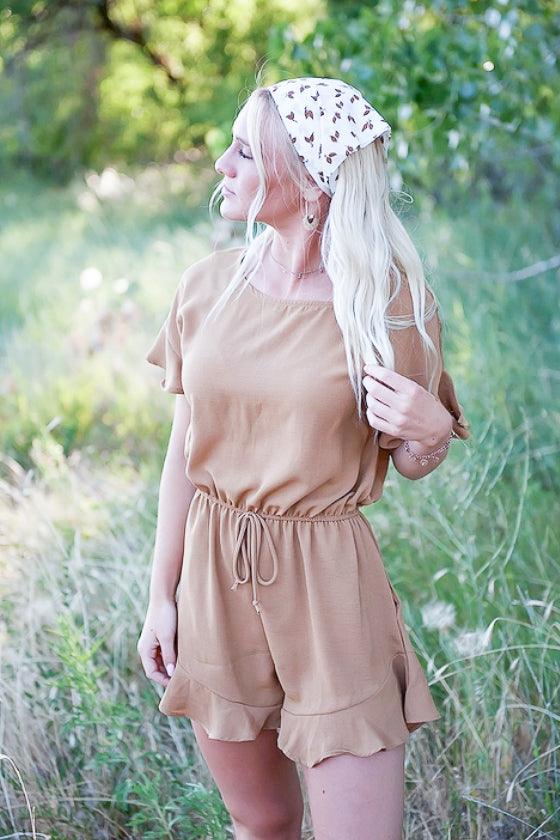 lexie romper in camel - the spring edit - fidgey ray boutique