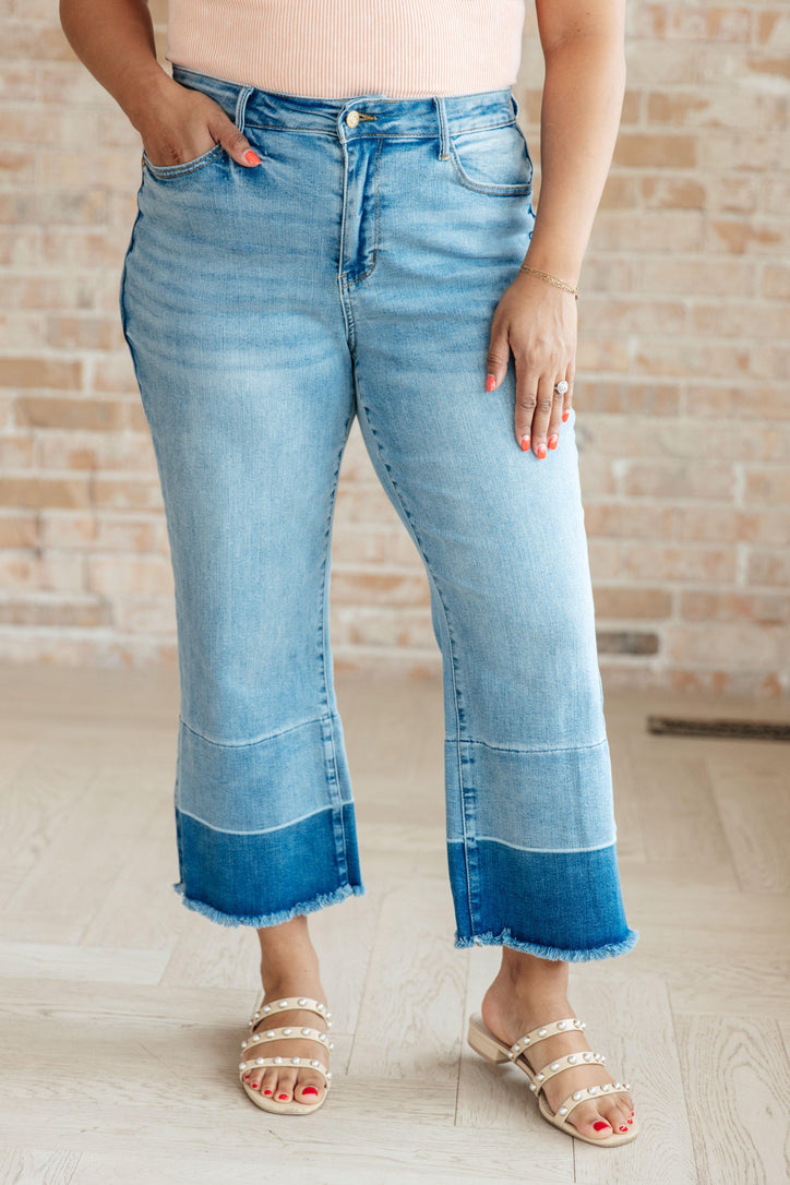 Olivia High Rise Wide Leg Crop Jeans in Medium Wash - Black Powder Boutique