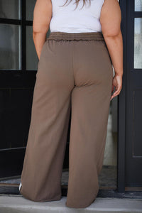 Weekend Hero Wide Leg Sweats in Mocha - Black Powder Boutique