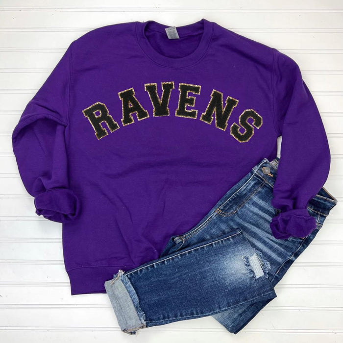 PREORDER: Game Day Patch Sweatshirt in Purple/Black - Black Powder Boutique
