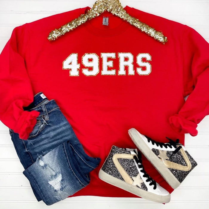 PREORDER: Game Day Patch Sweatshirt in Red/White - Black Powder Boutique