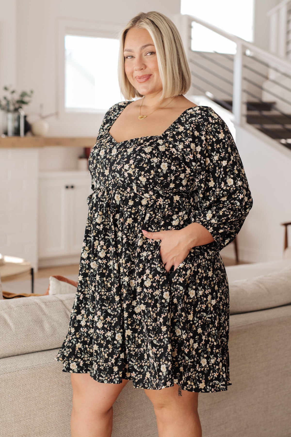 Back to the Start Floral Dress - Black Powder Boutique