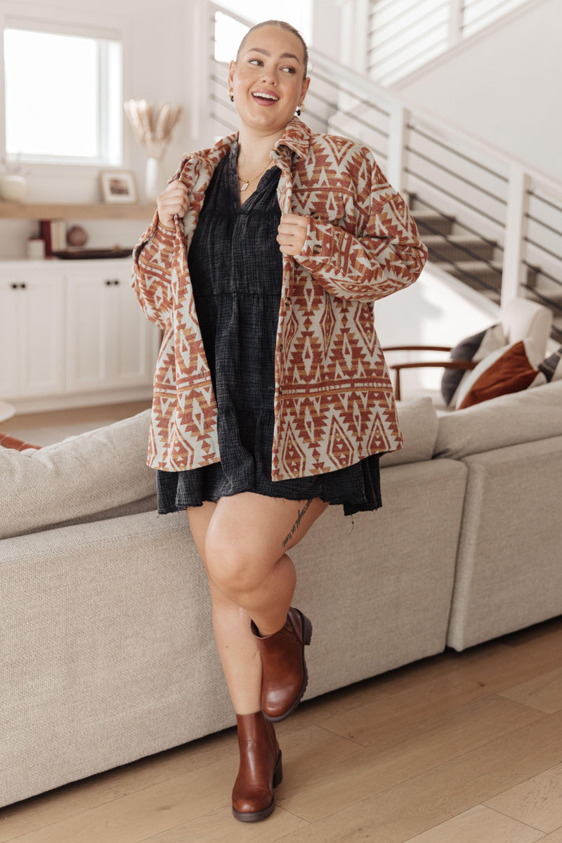 Gather Round Aztec Shacket - Black Powder Boutique