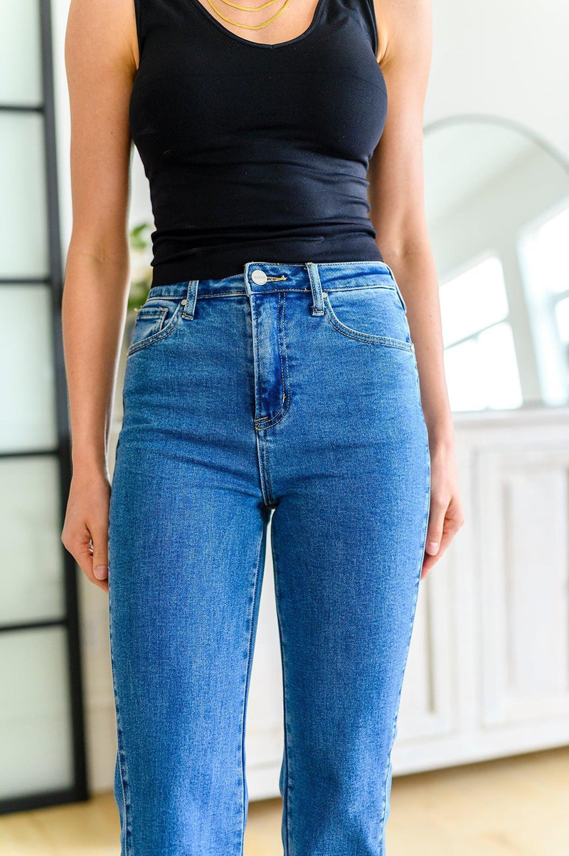 Caitlin High Rise Split Hem Straight Jeans - Black Powder Boutique