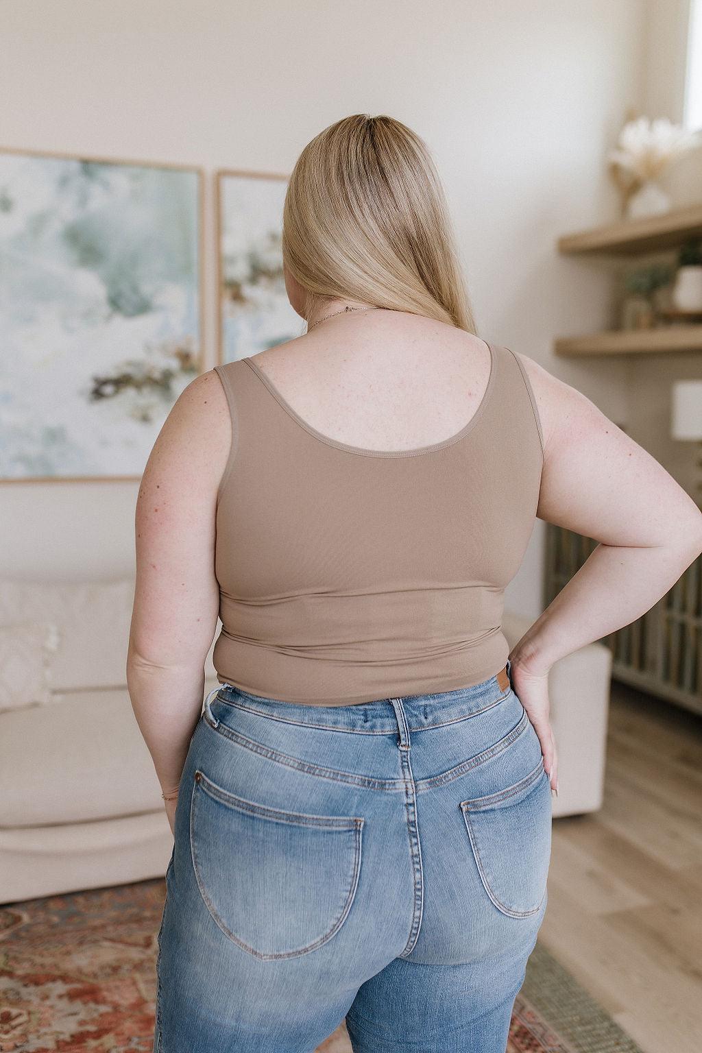 Carefree Seamless Reversible Tank in Light Mocha - Black Powder Boutique