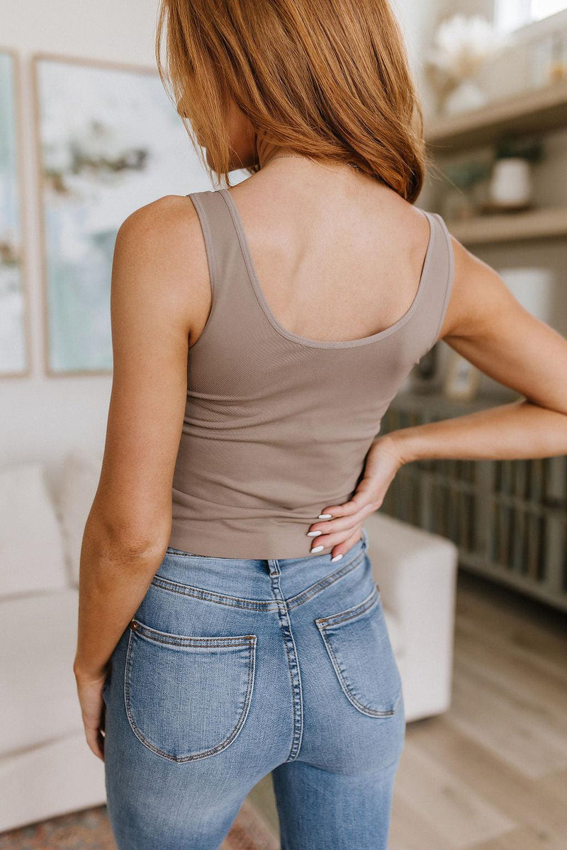 Carefree Seamless Reversible Tank in Light Mocha - Black Powder Boutique