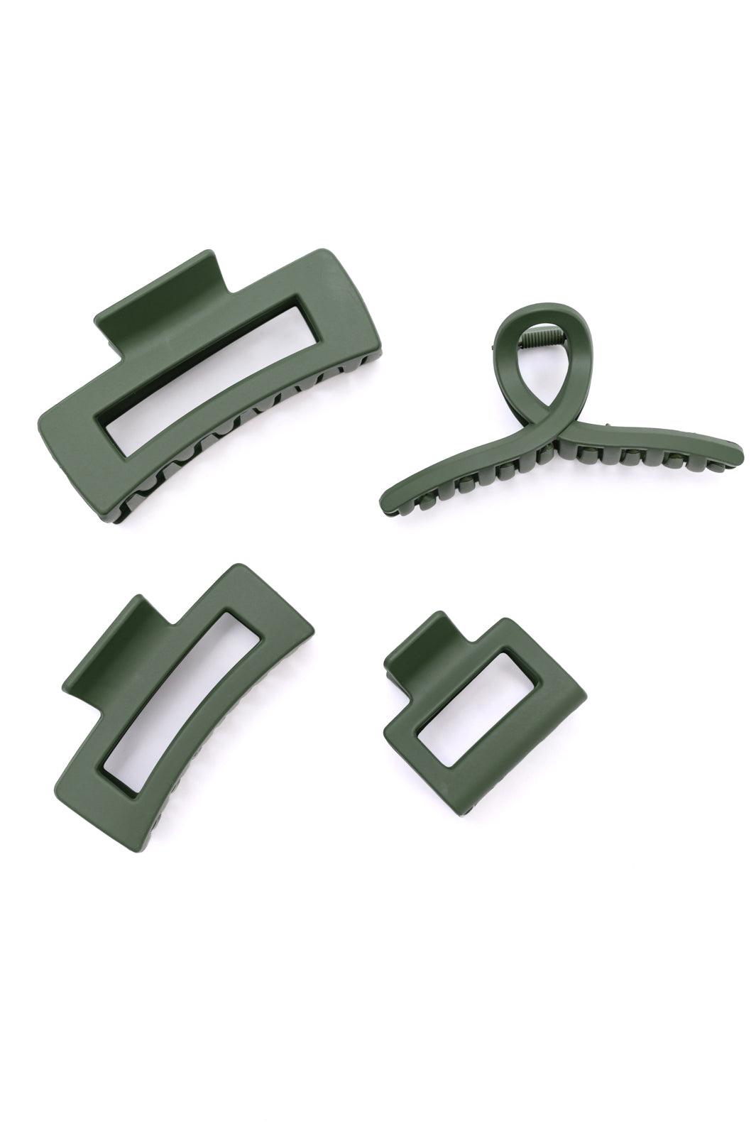 Claw Clip Set of 4 in Forest Green - Black Powder Boutique