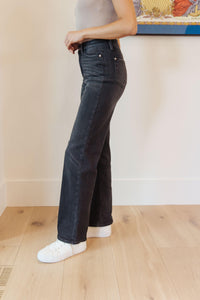 Eleanor High Rise Classic Straight Jeans in Washed Black - Black Powder Boutique