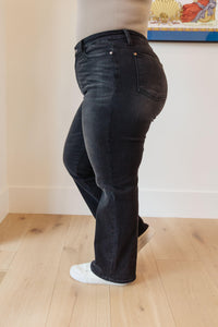 Eleanor High Rise Classic Straight Jeans in Washed Black - Black Powder Boutique