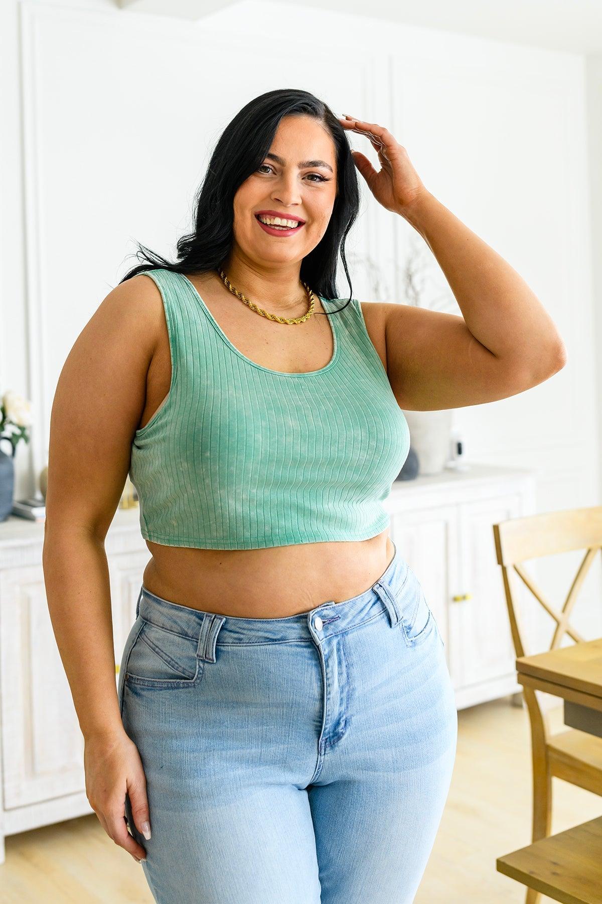 Get On My Level Cropped Cami in Mint - Black Powder Boutique