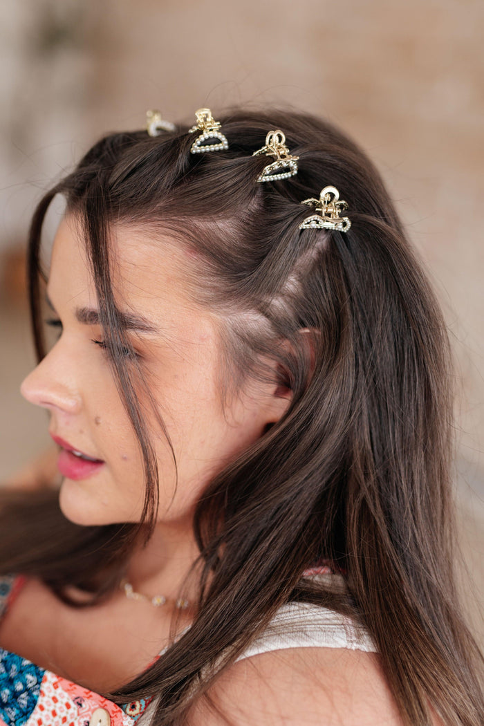 Gold & Pearl Mini Hair Clips Set of Three - Black Powder Boutique
