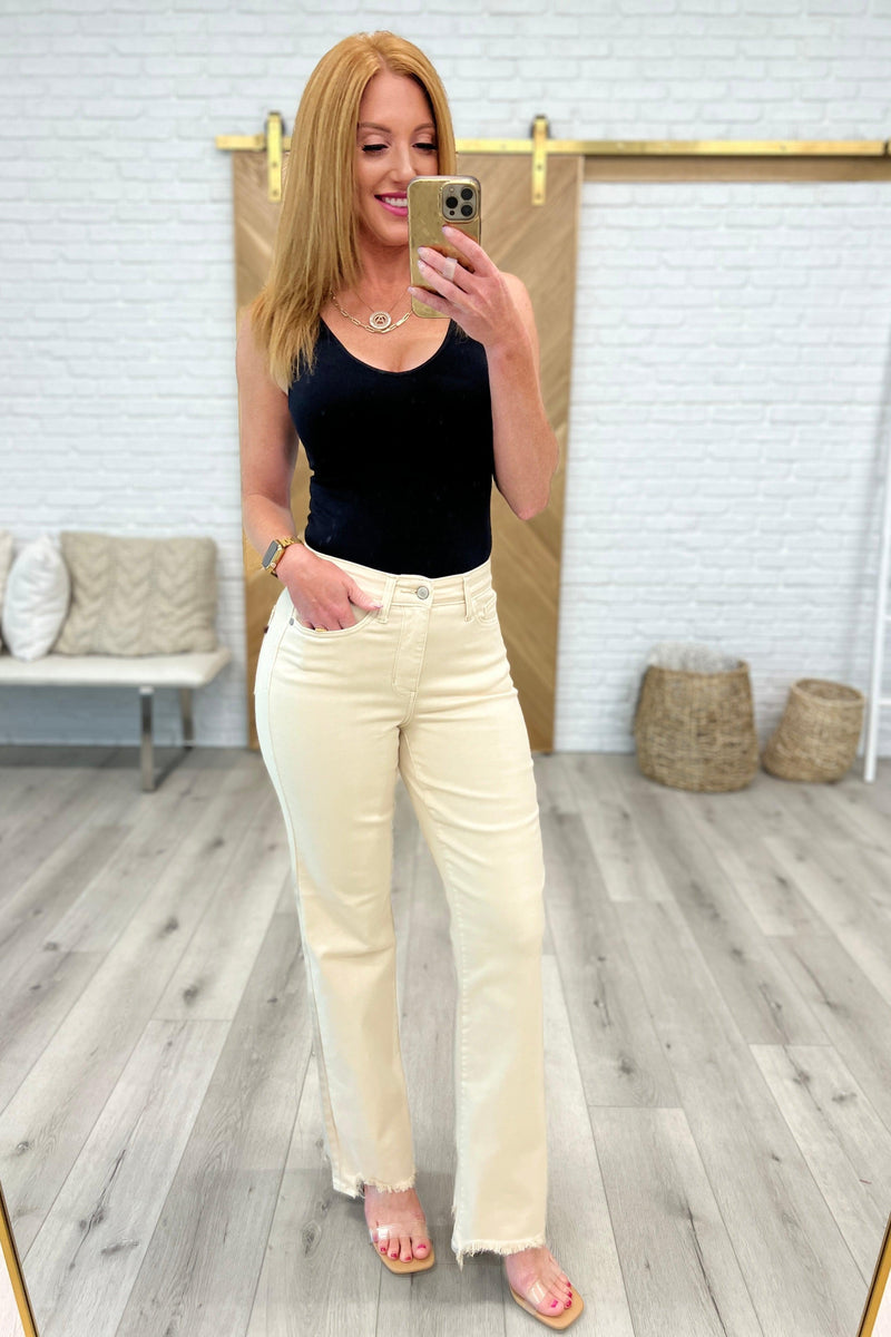 Alice High Rise Over Dyed 90's Straight Jeans in Light Khaki - Black Powder Boutique