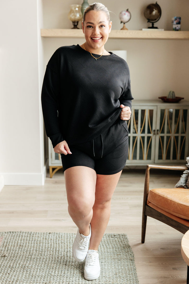 In The Details Long Sleeve Top and Shorts Set - Black Powder Boutique