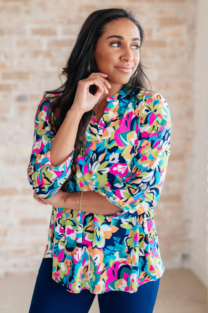 Little Lovely Blouse in Neon Floral - Black Powder Boutique