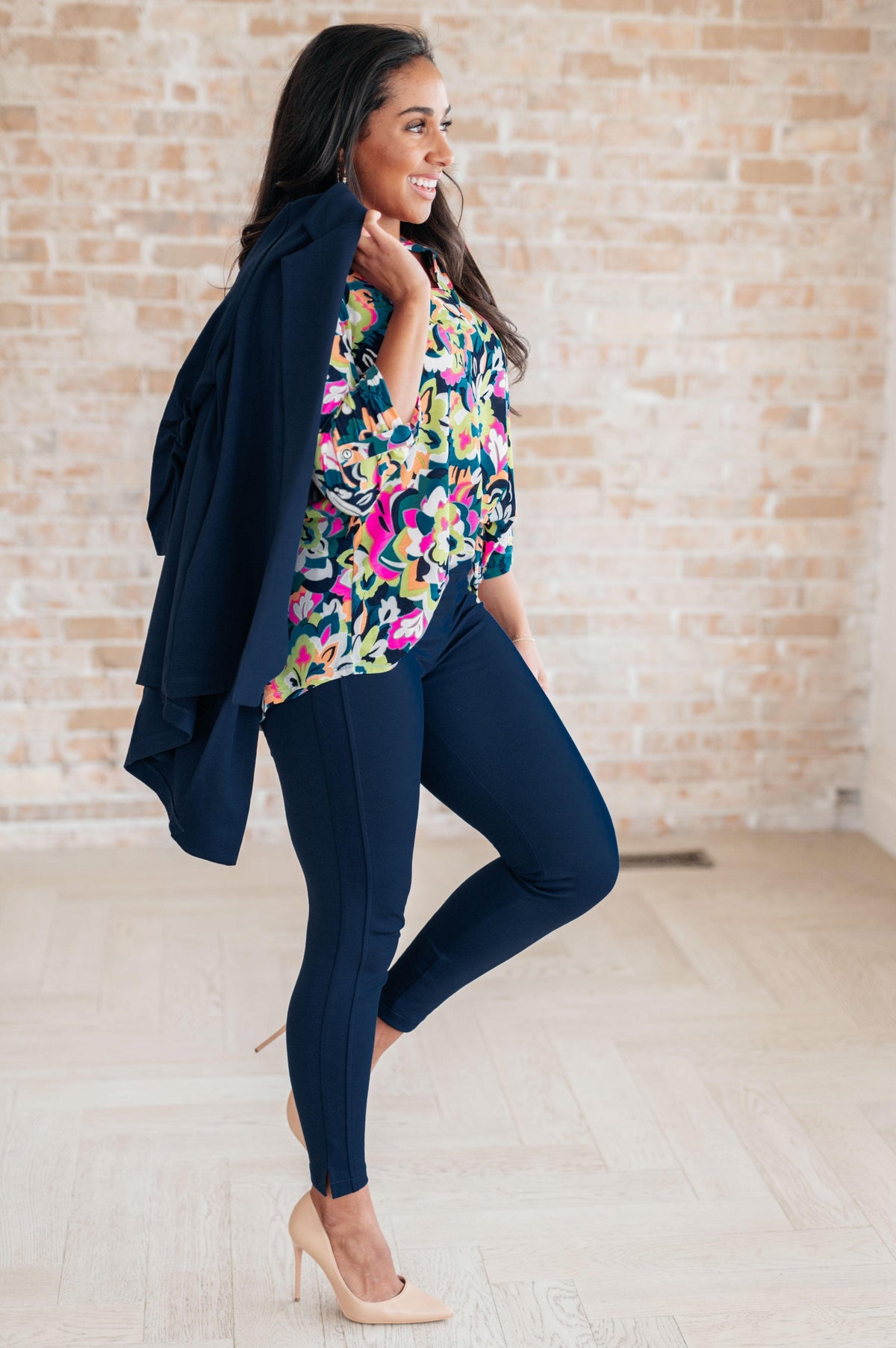 Magic 3/4 Blazer in Navy - Black Powder Boutique