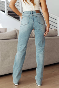 Miranda High Rise Plaid Cuff Vintage Straight Jeans - Black Powder Boutique