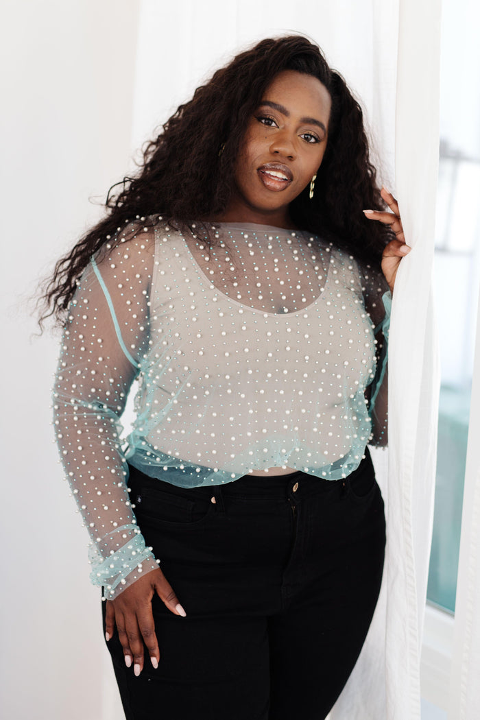 Pearl Diver Layering Top in Light Cyan - Black Powder Boutique