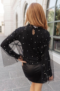 Sprinkle of Pearls Sheer Kimono - Black Powder Boutique