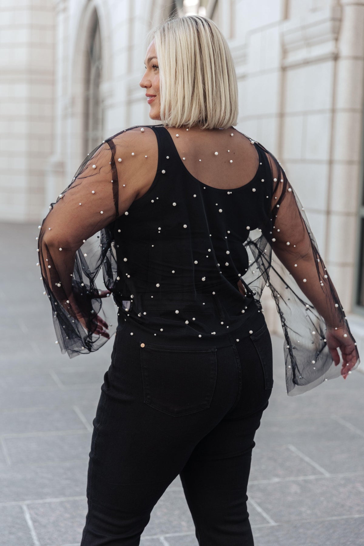 Sprinkle of Pearls Sheer Kimono - Black Powder Boutique