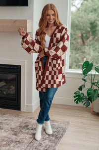 When I See You Again Checkered Cardigan - Black Powder Boutique