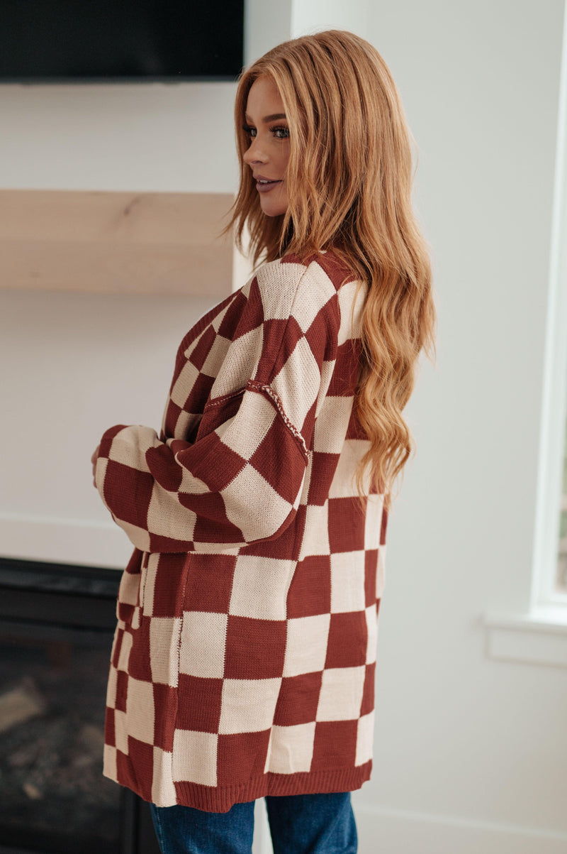 When I See You Again Checkered Cardigan - Black Powder Boutique