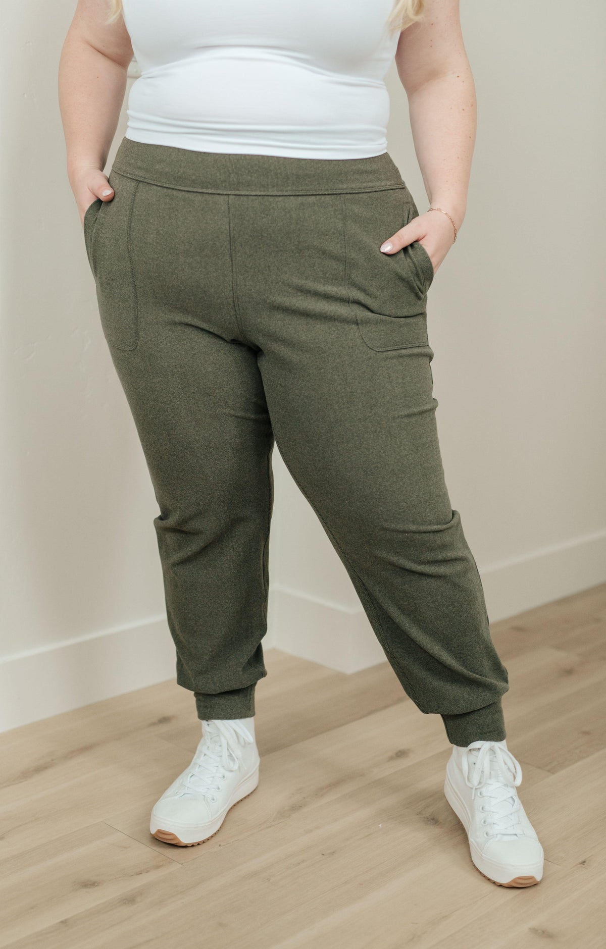 Where Are You High Rise Joggers in Olive - Black Powder Boutique