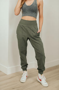 Where Are You High Rise Joggers in Olive - Black Powder Boutique