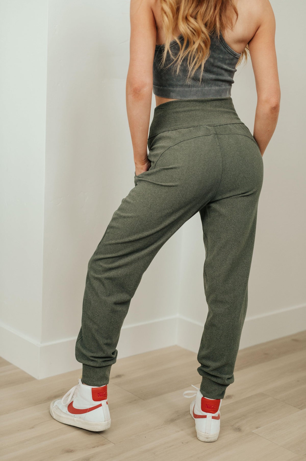 Where Are You High Rise Joggers in Olive - Black Powder Boutique