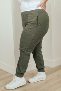 Where Are You High Rise Joggers in Olive - Black Powder Boutique