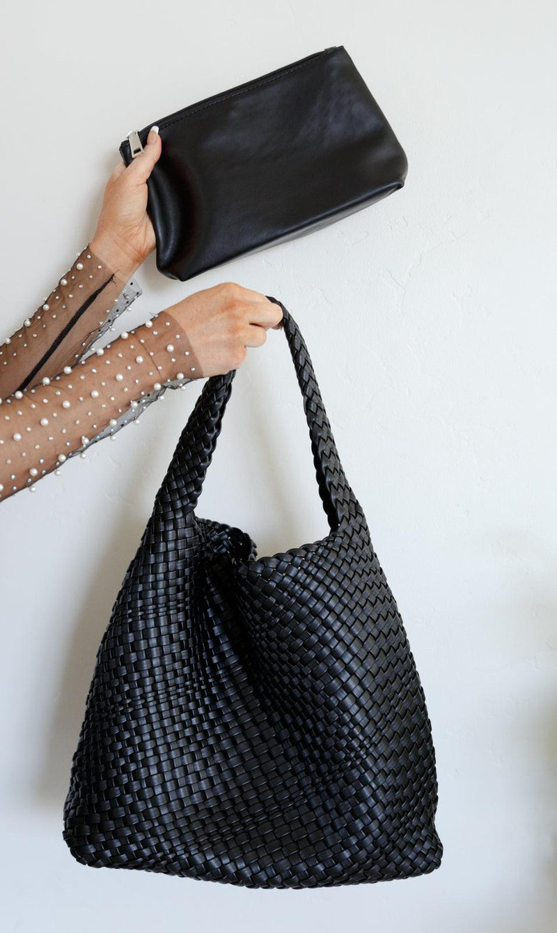 Woven and Worn Tote in Black - Black Powder Boutique